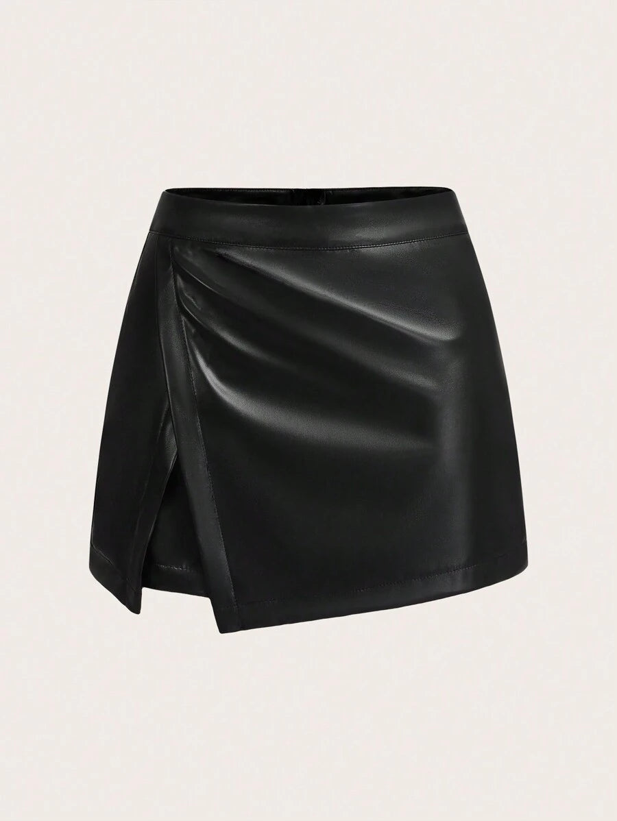 Short-Saia Couro "Viés" Notte