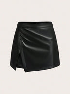 Short-Saia Couro "Viés" Notte