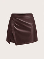 Short-Saia Couro "Viés" Notte