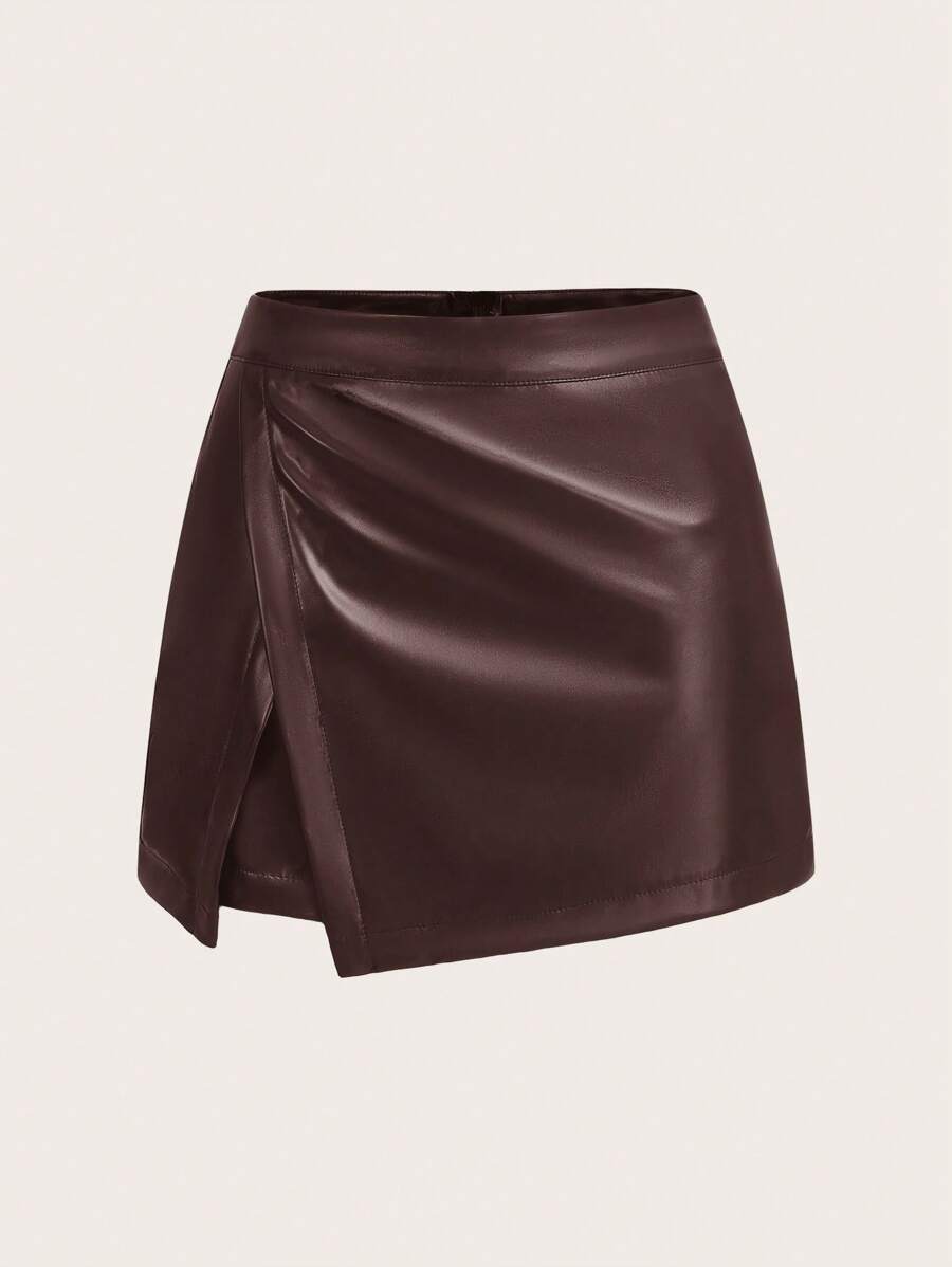 Short-Saia Couro "Viés" Notte