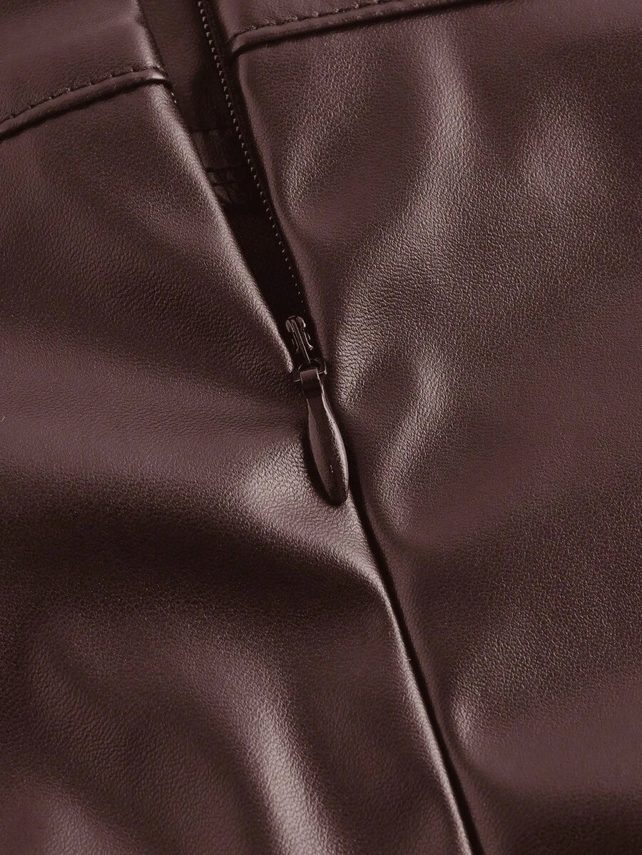 Short-Saia Couro "Viés" Notte