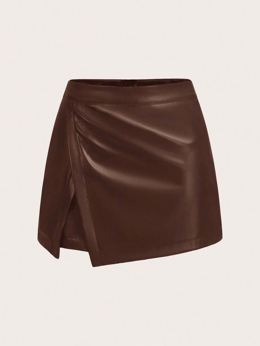 Short-Saia Couro "Viés" Notte