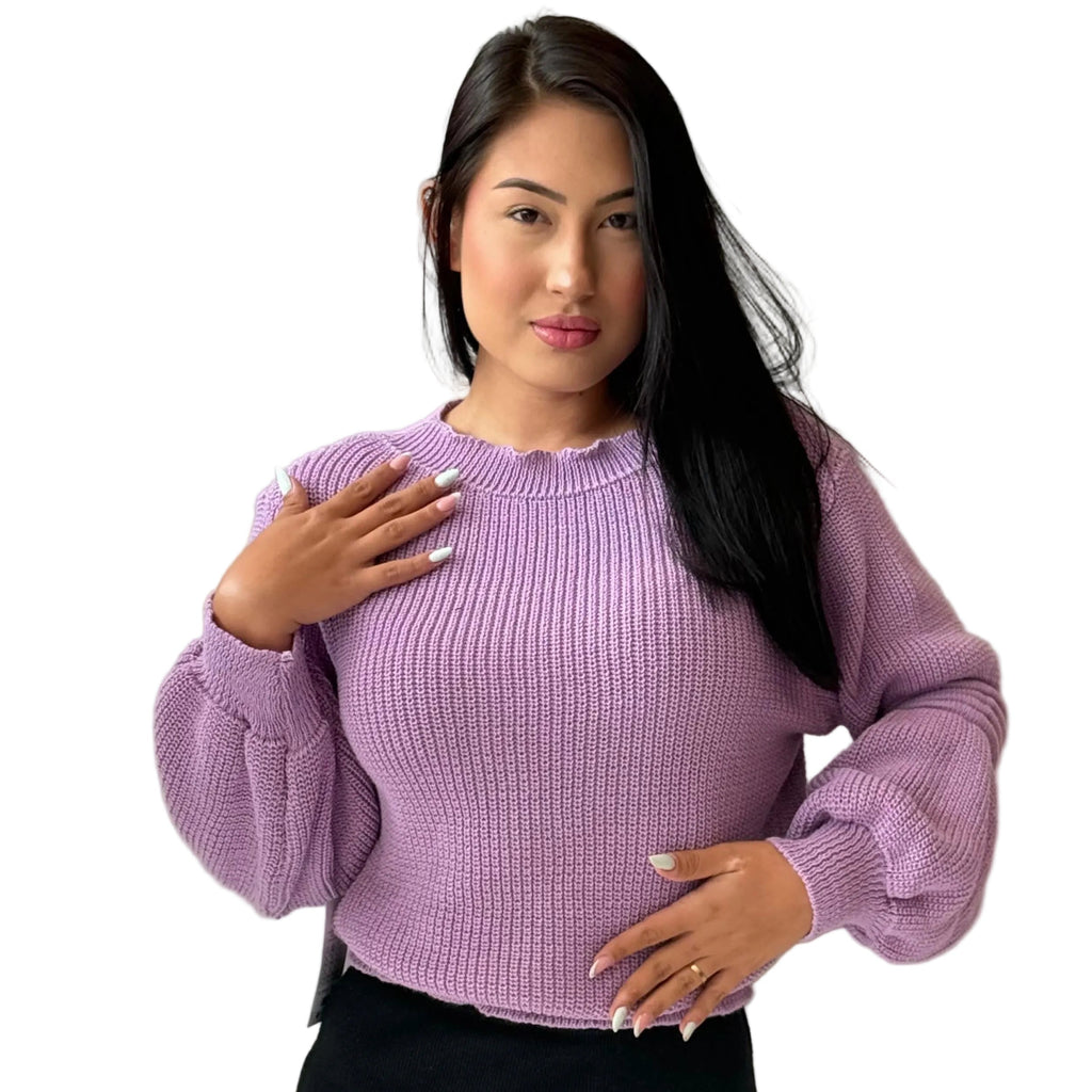 Blusa tricot manga bufante