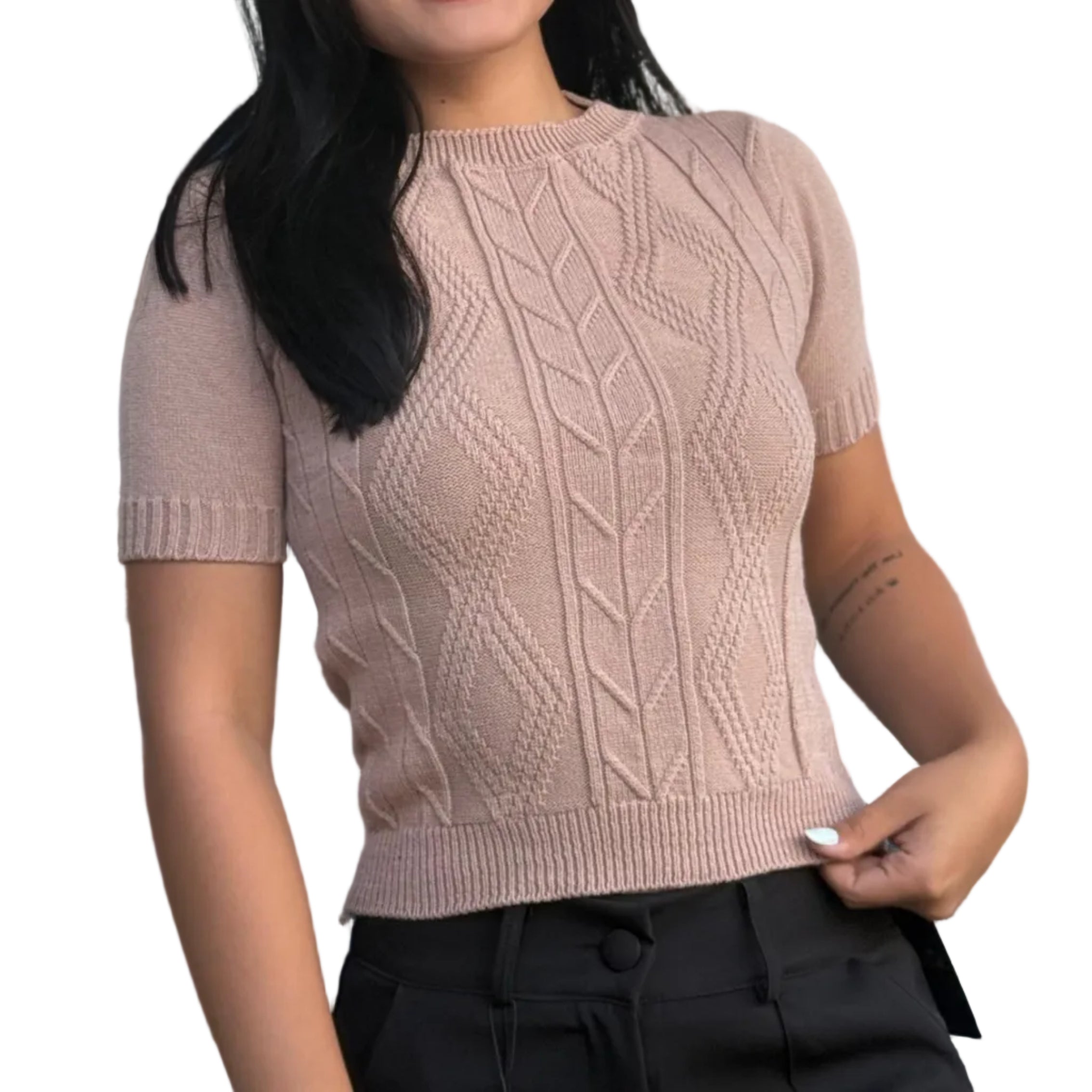 Blusa tricot manga curta