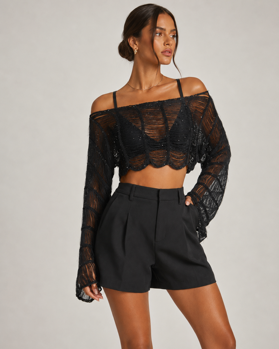 Top Cropped Texturizado "Serena" Notte