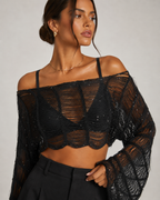 Top Cropped Texturizado "Serena" Notte
