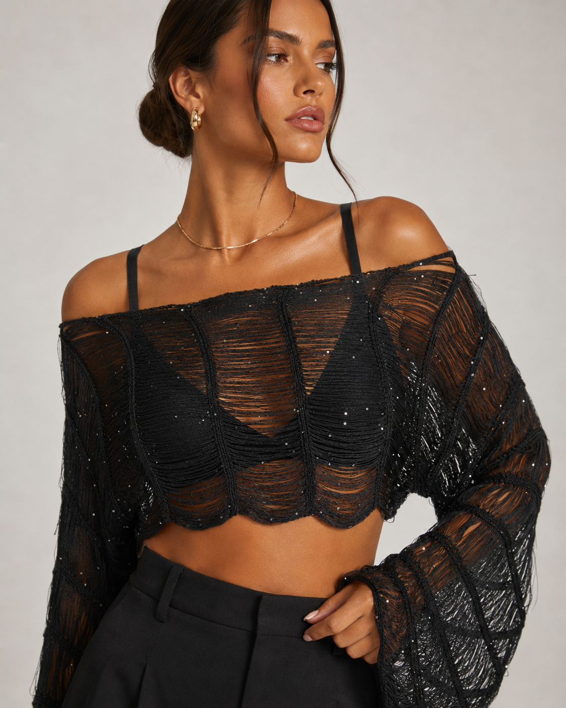Top Cropped Texturizado "Serena" Notte
