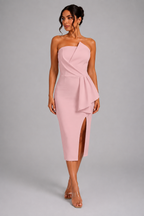 Vestido ombro Único com Fenda "Midi" Notte