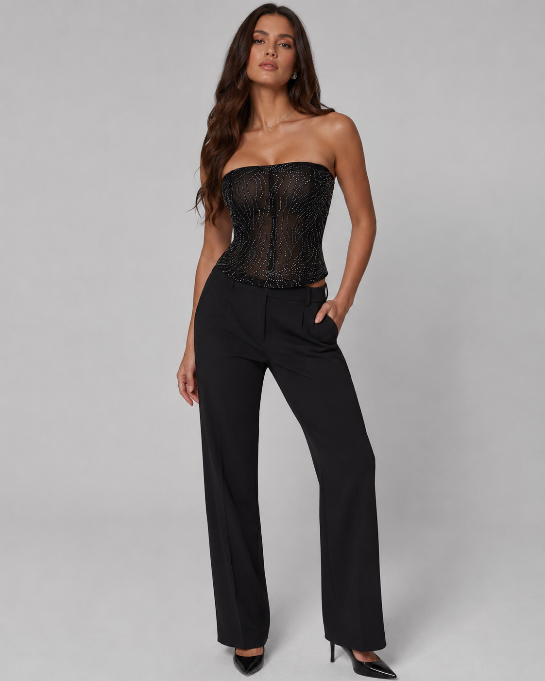 Top Corset Tubo com Strass Notte
