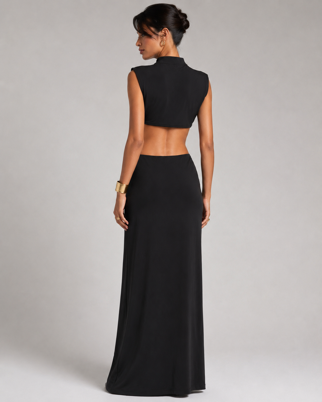 Vestido com Detalhe Metálico "Maxi" Notte