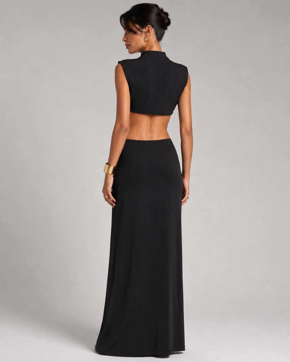 Vestido com Detalhe Metálico "Maxi" Notte