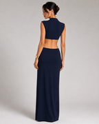 Vestido com Detalhe Metálico "Maxi" Notte