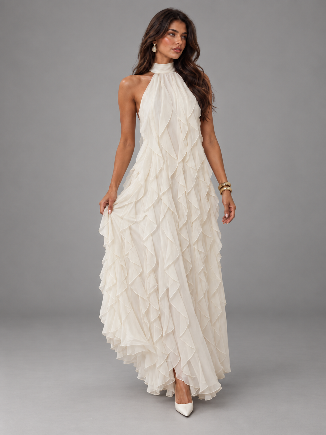 Vestido Maxi Damasco Elegante