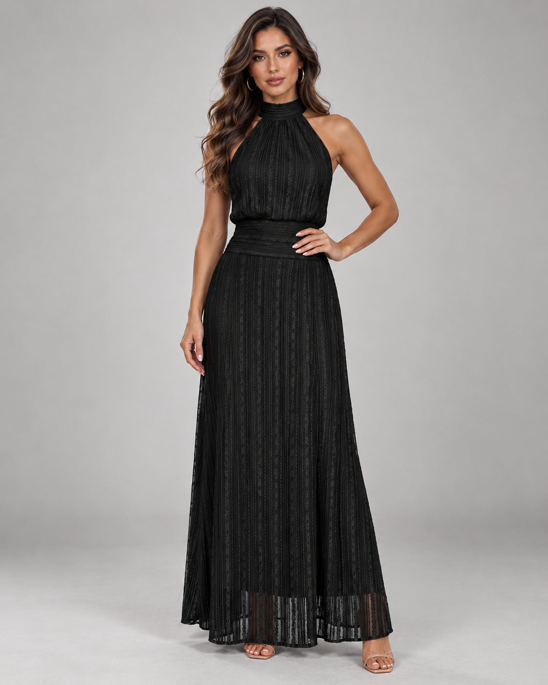 Vestido Longo Jacquard Notte