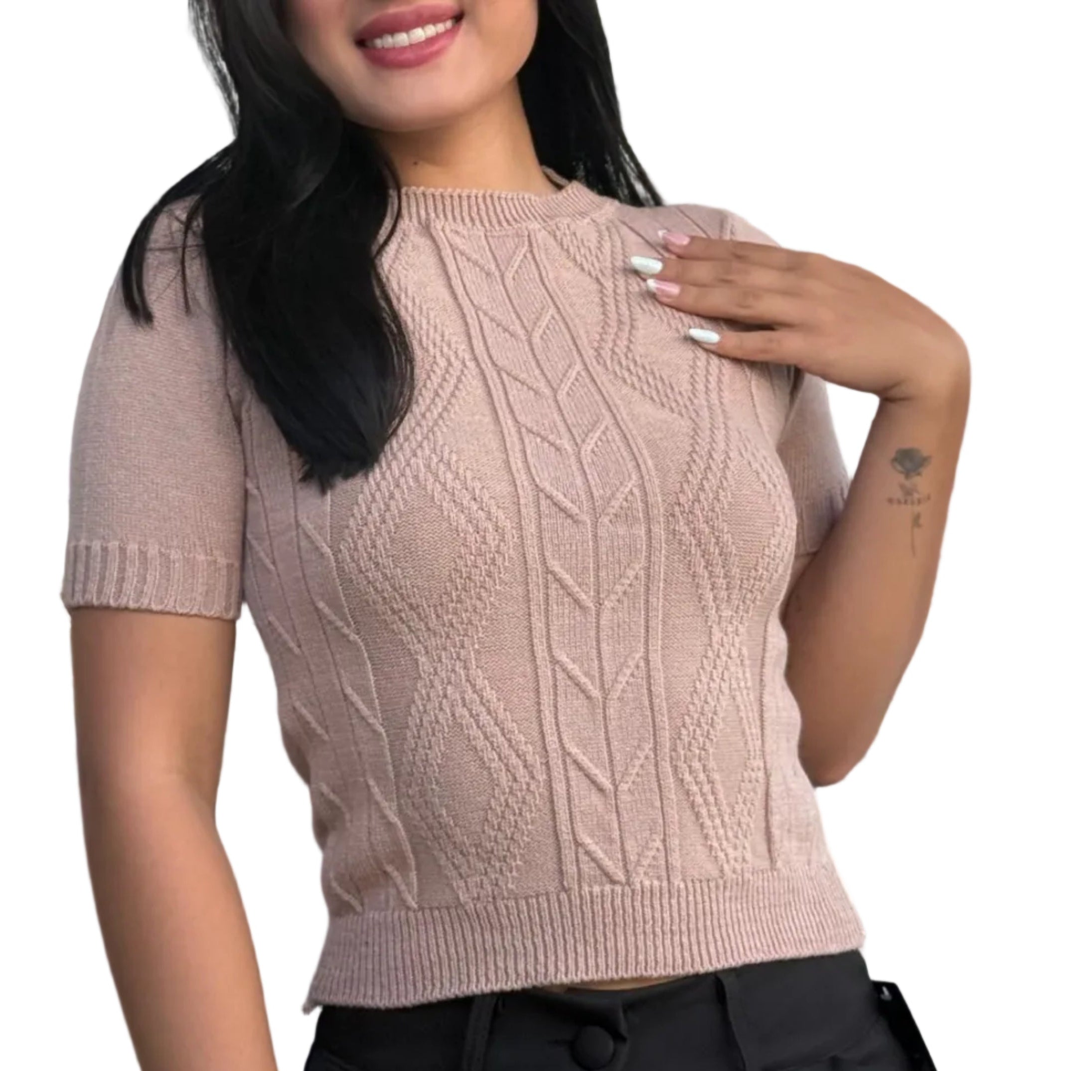 Blusa tricot manga curta