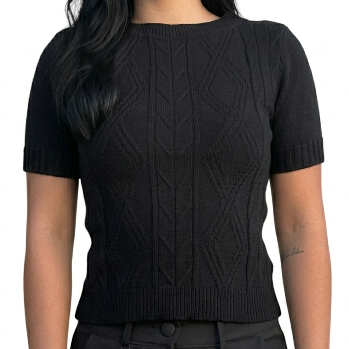 Blusa tricot manga curta