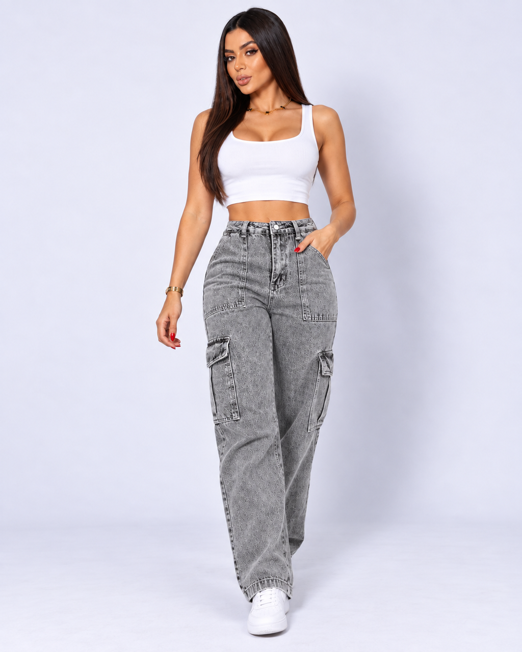 Calça Jeans Cargo "Rebel" Notte