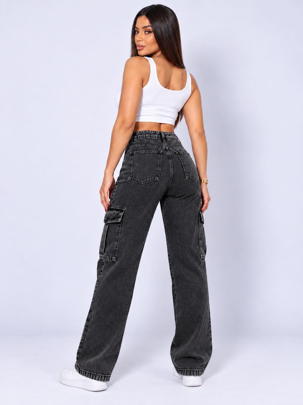 Calça Jeans Cargo "Rebel" Notte