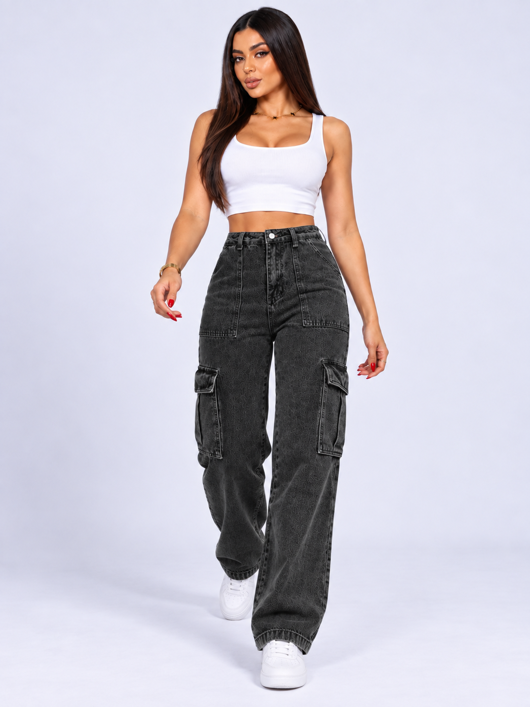 Calça Jeans Cargo "Rebel" Notte