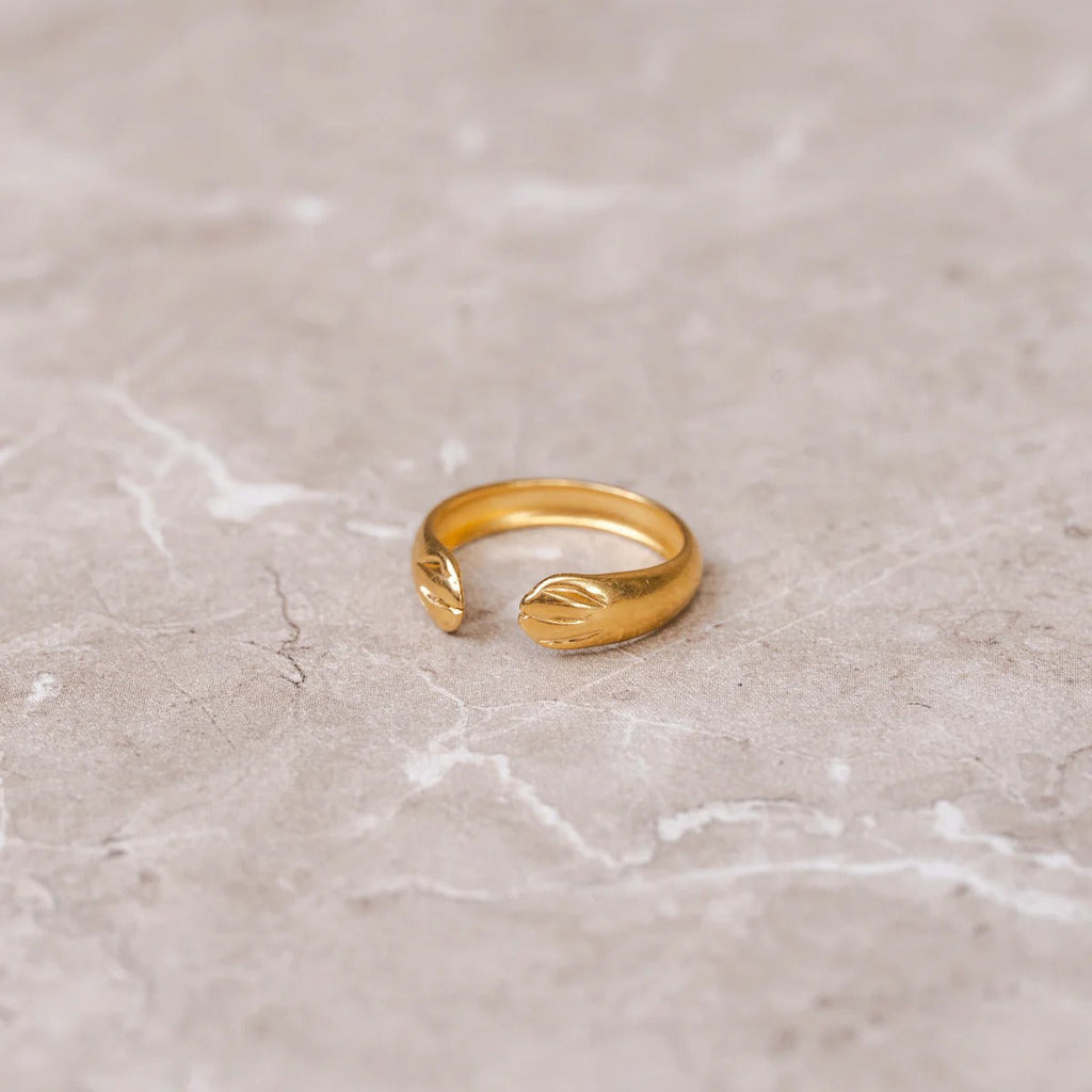 Anel Abraço Ajustável Banhado em Ouro 18K