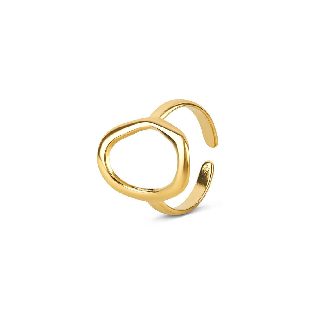 Anel Abstrato Contorno Orgânico Banhado em Ouro 18K