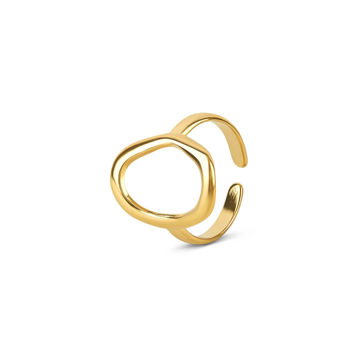 Anel Abstrato Contorno Orgânico Banhado em Ouro 18K