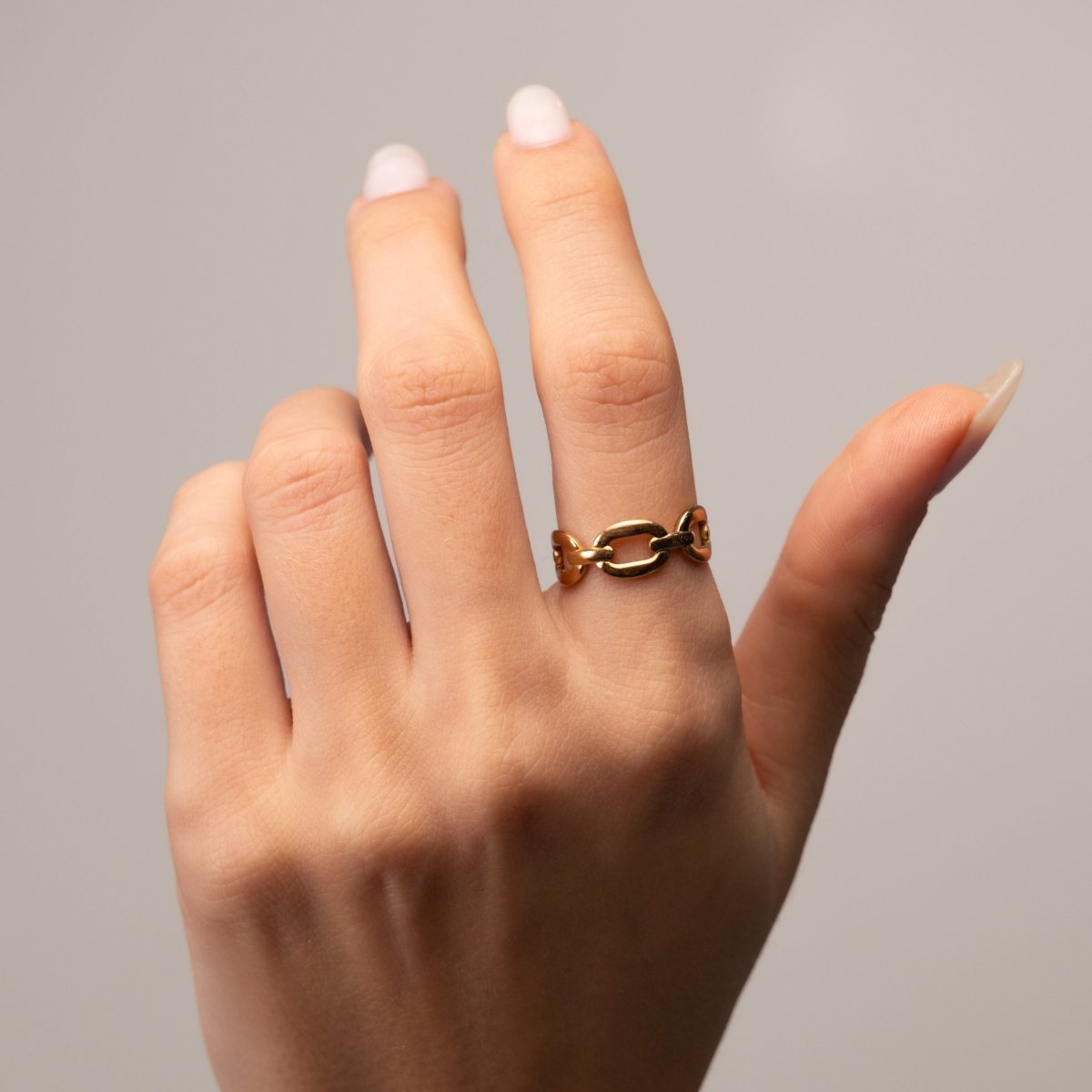 Anel Ajustável Elo Banhado em Ouro 18K