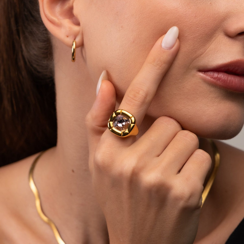 Anel Cocktail Dulcis Banhado em Ouro 18K