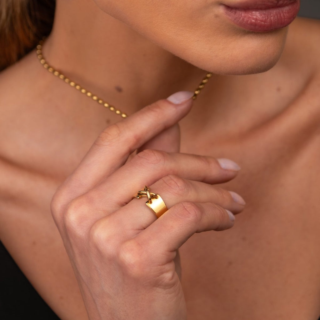 Anel Corset Banhado em Ouro 18K