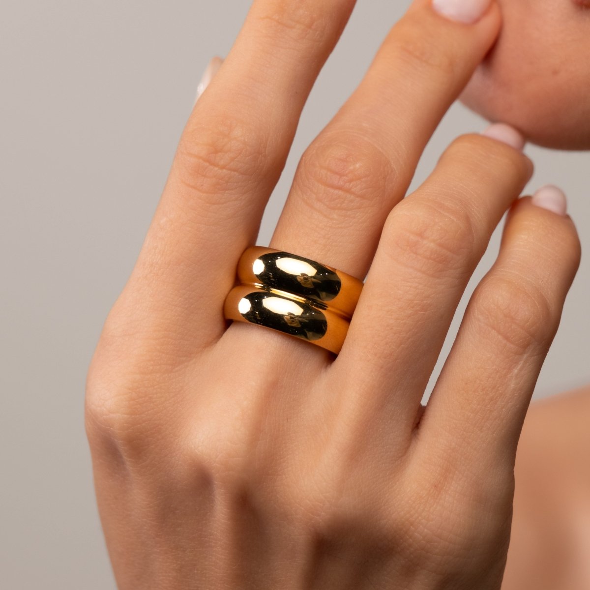 Anel Double Chunky Banhado em Ouro 18K