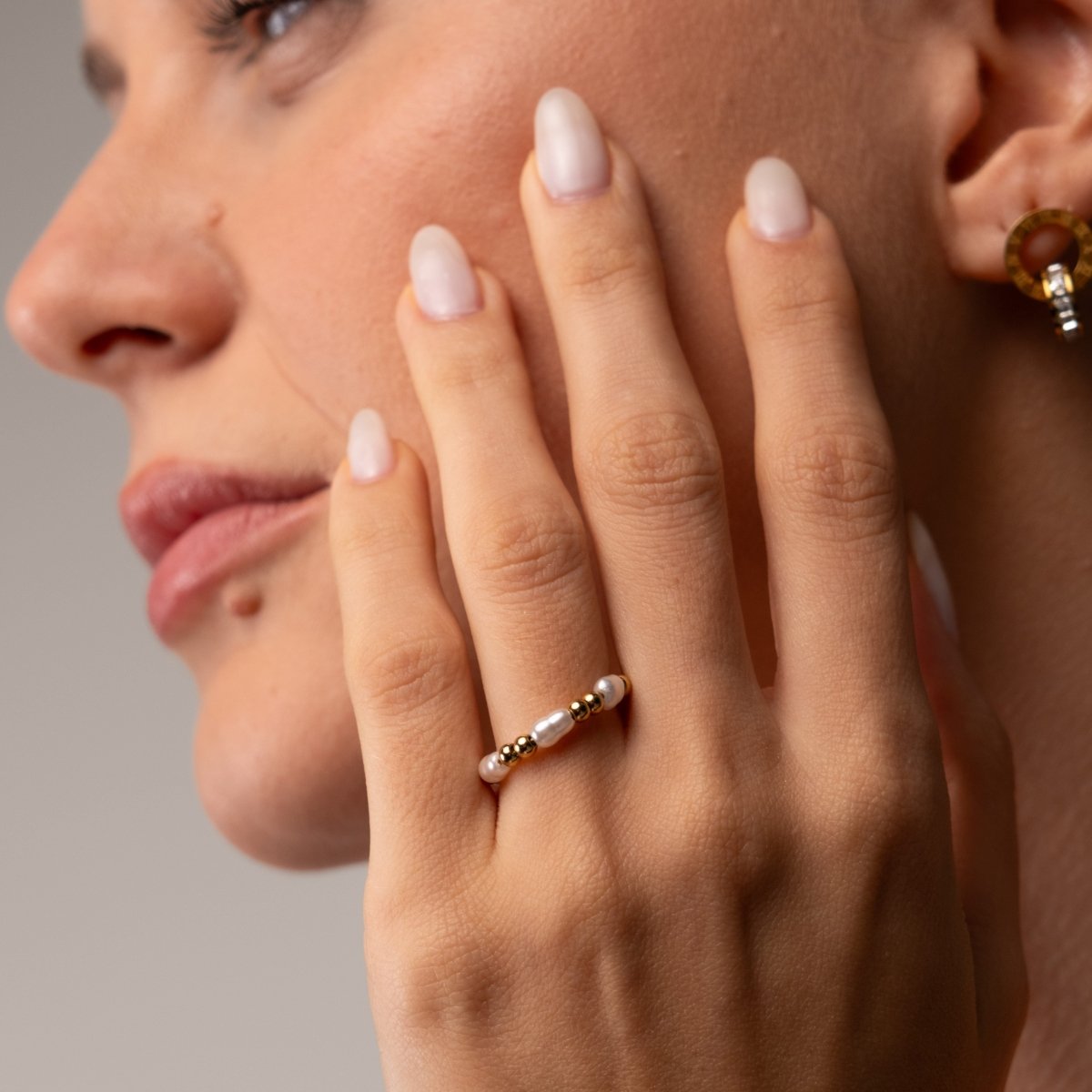 Anel Dress Pérola Banhado em Ouro 18k