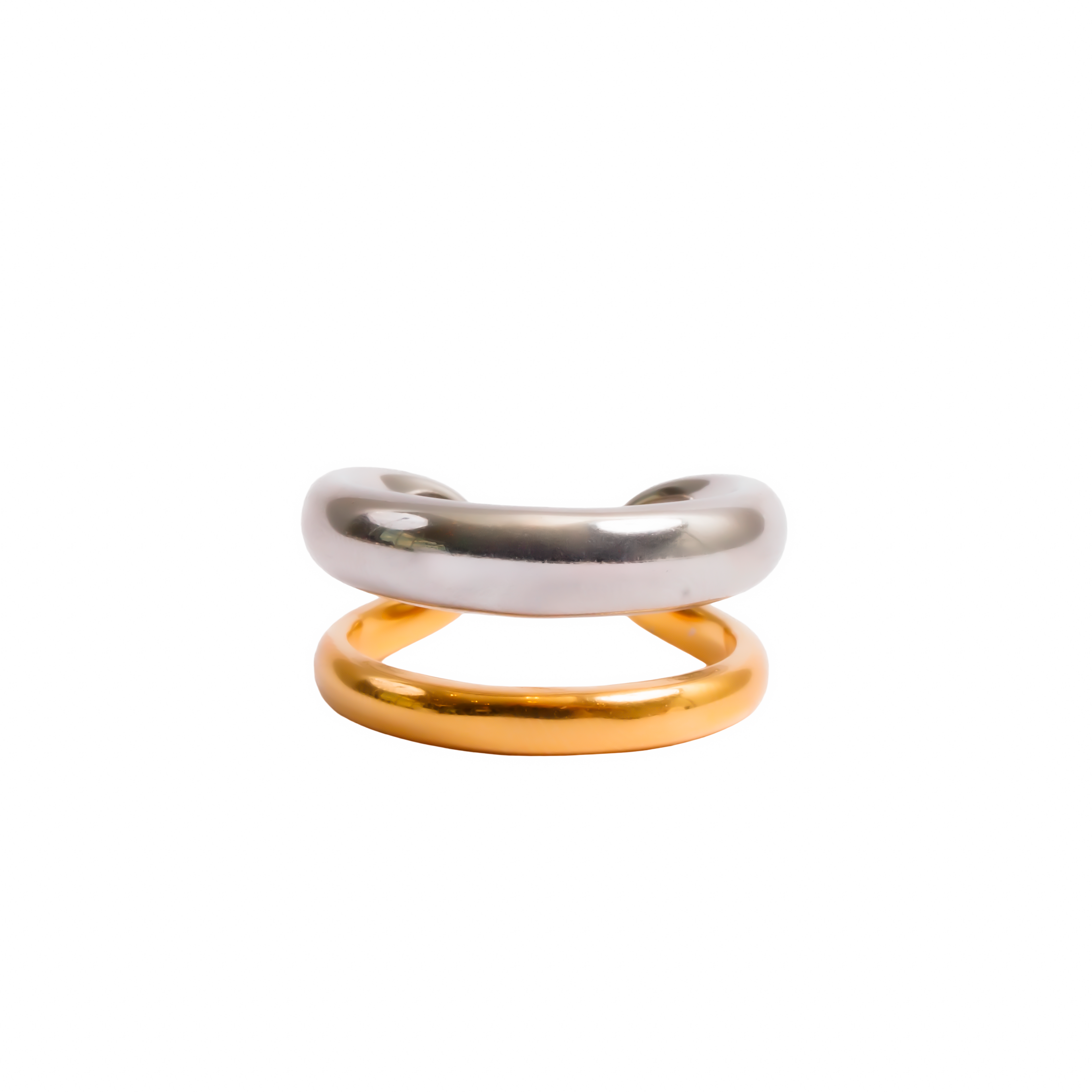 Anel Duality Ajustável com Mix de Banhos Dourado e Prata