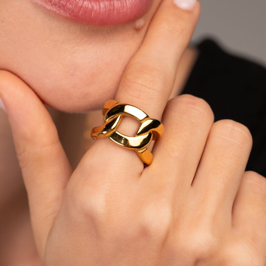 Anel Elo Duplo Banhado em Ouro 18K