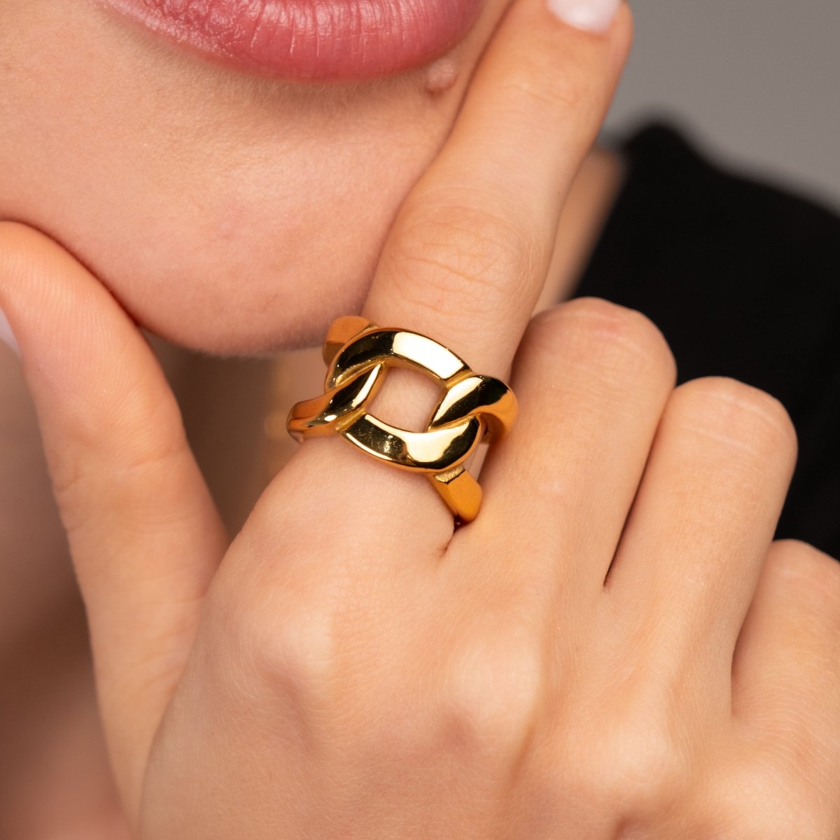 Anel Elo Duplo Banhado em Ouro 18K