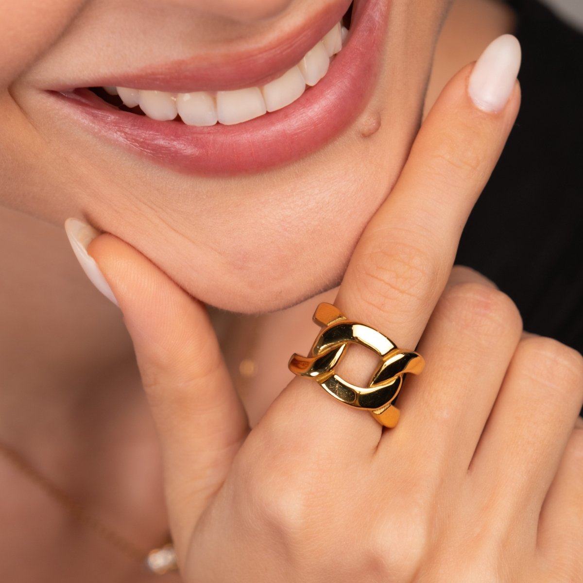 Anel Elo Duplo Banhado em Ouro 18K