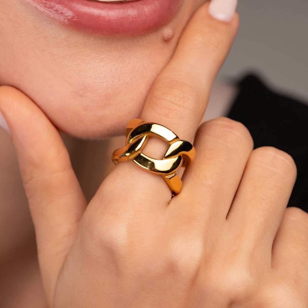 Anel Elo Duplo Banhado em Ouro 18K