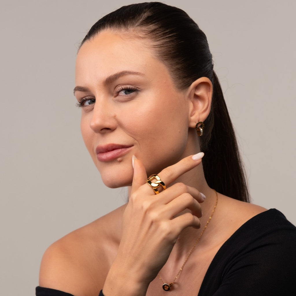 Anel Elo Duplo Banhado em Ouro 18K