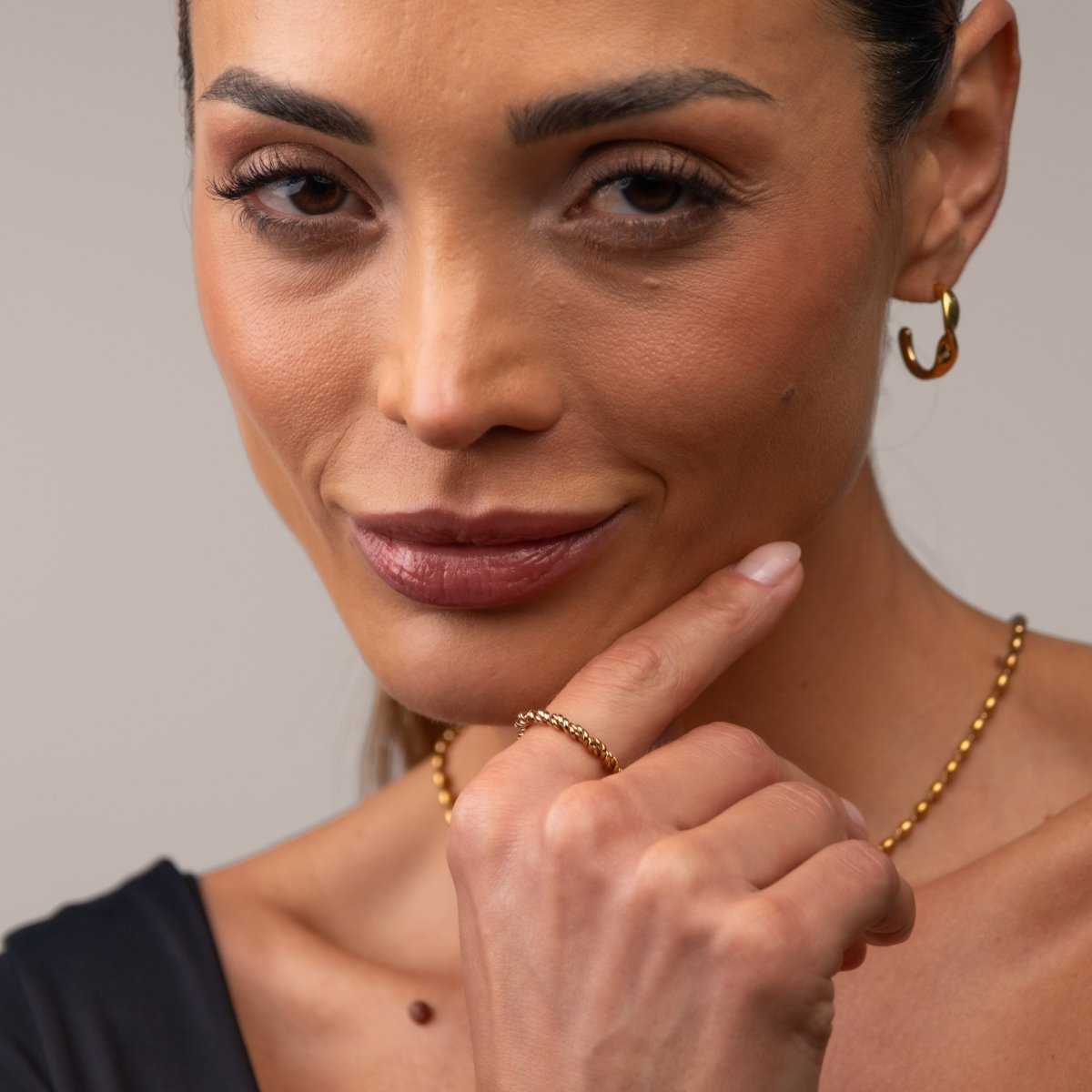 Anel Espiral Banhado em Ouro 18K