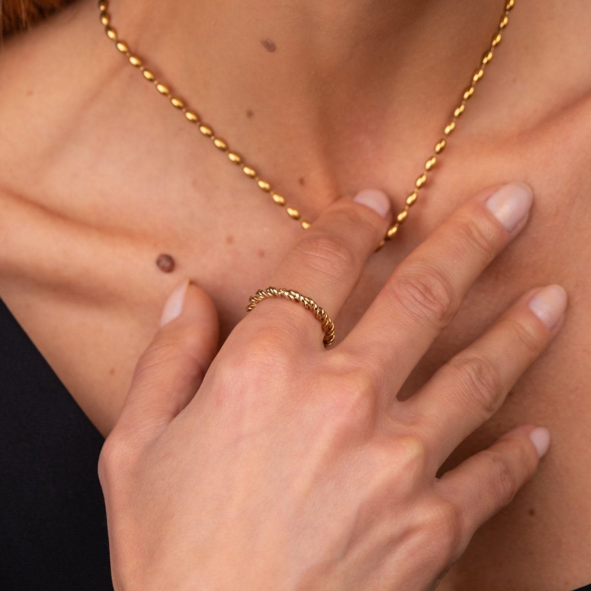 Anel Espiral Banhado em Ouro 18K