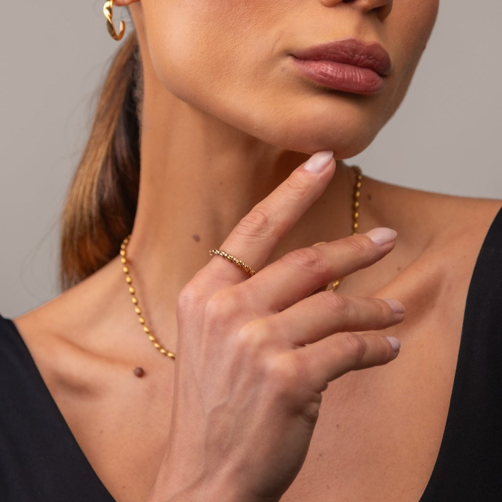 Anel Espiral Banhado em Ouro 18K