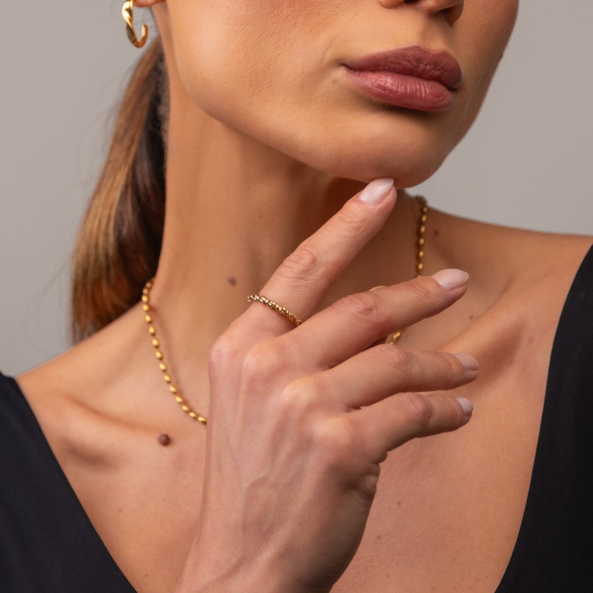 Anel Espiral Banhado em Ouro 18K