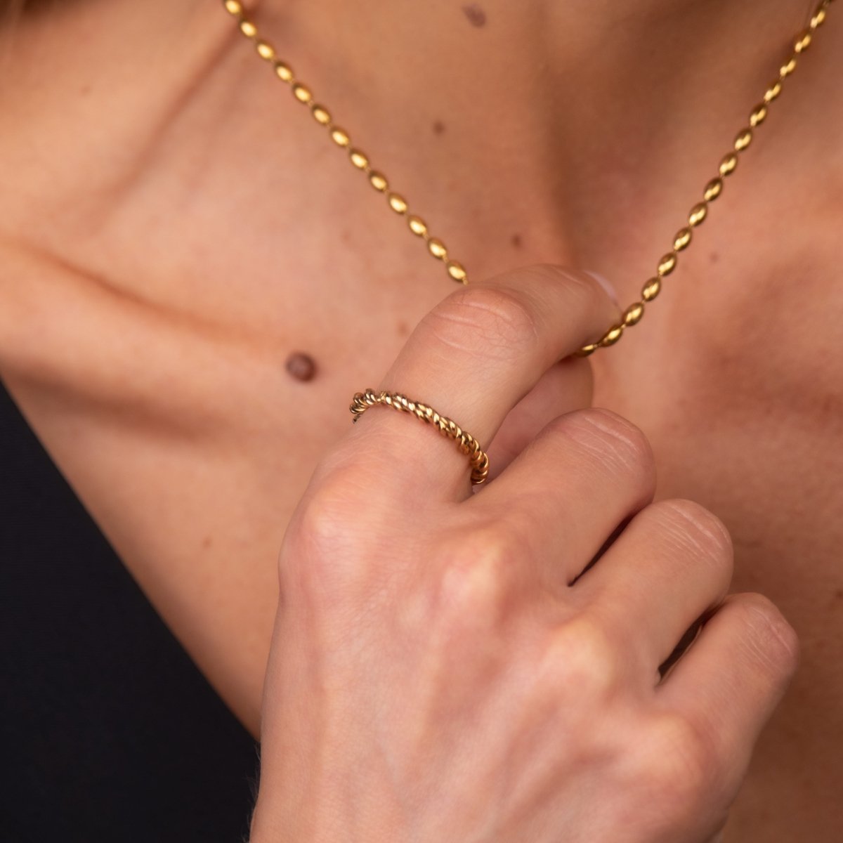 Anel Espiral Banhado em Ouro 18K