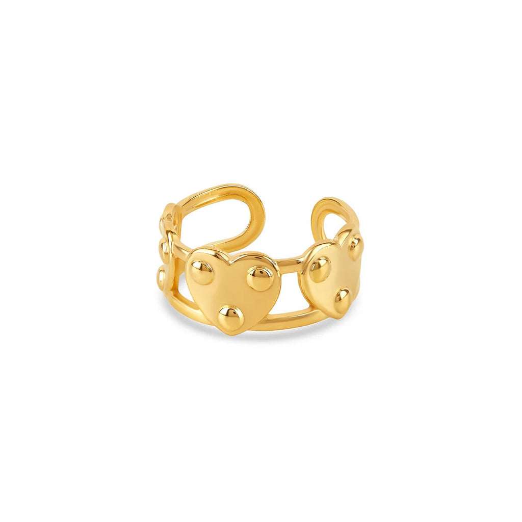 Anel Eterno Coração Ajustável Banhado em Ouro 18K