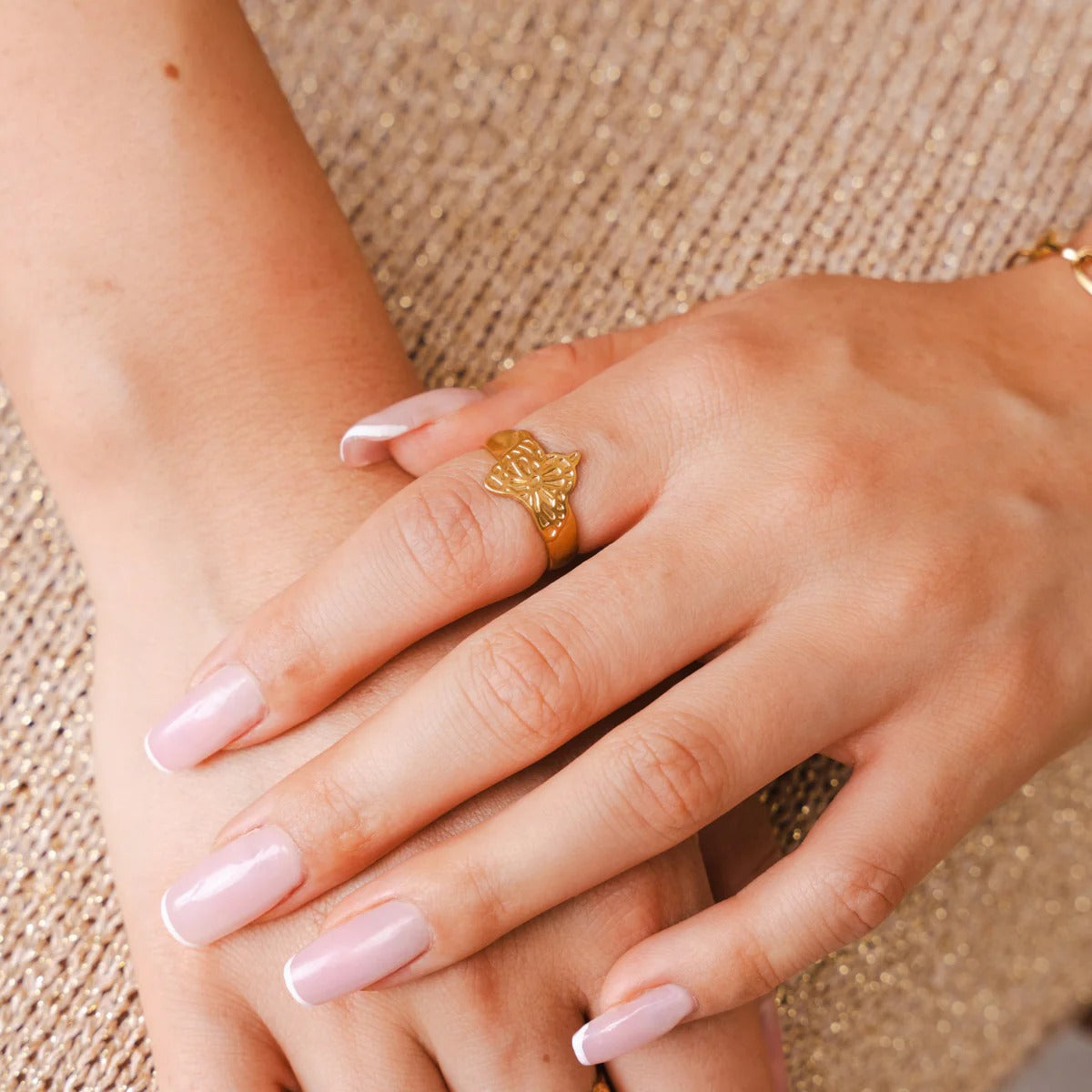 Anel Flora Ajustável Banhado em Ouro 18K