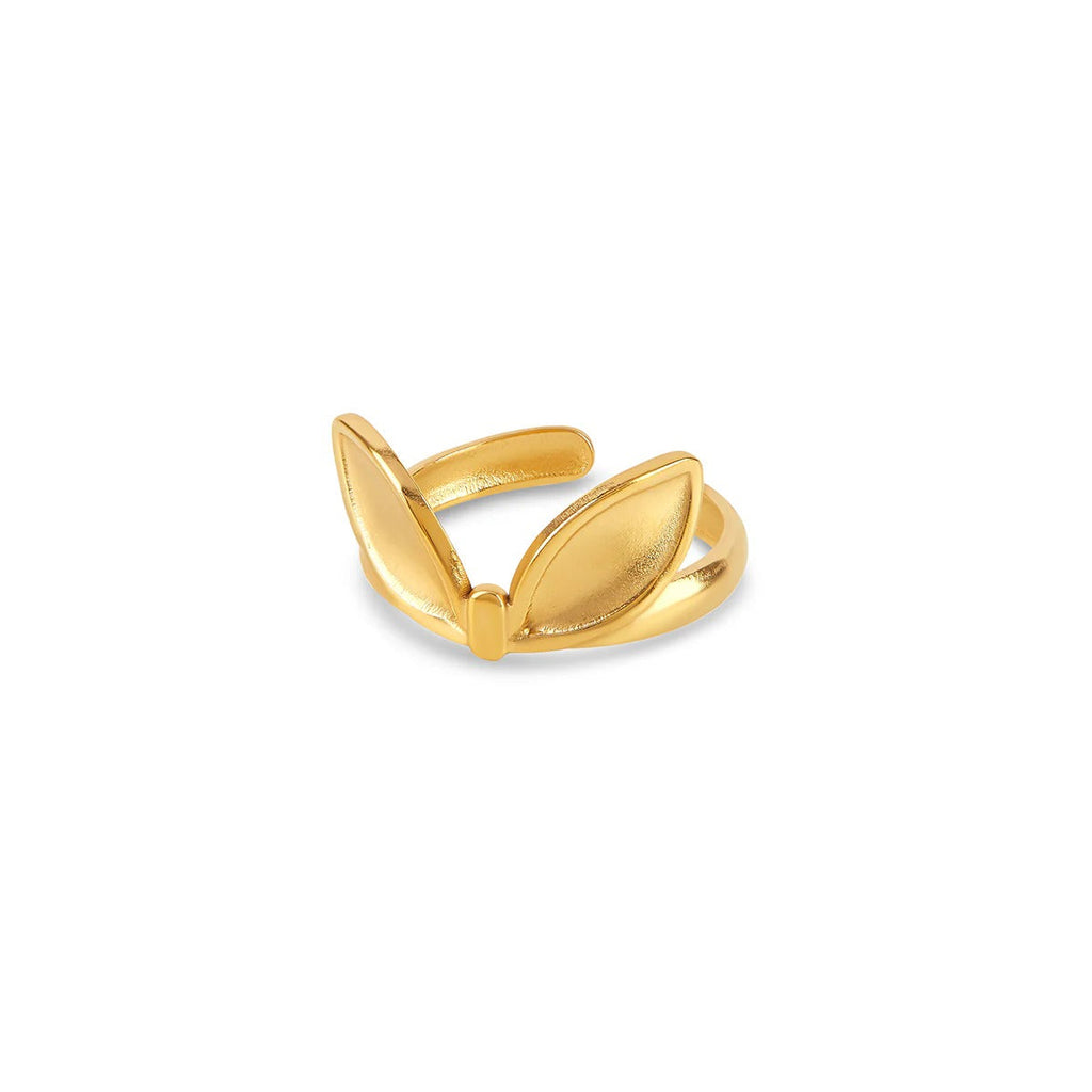 Anel Folhas Ajustável Banhado em Ouro 18K
