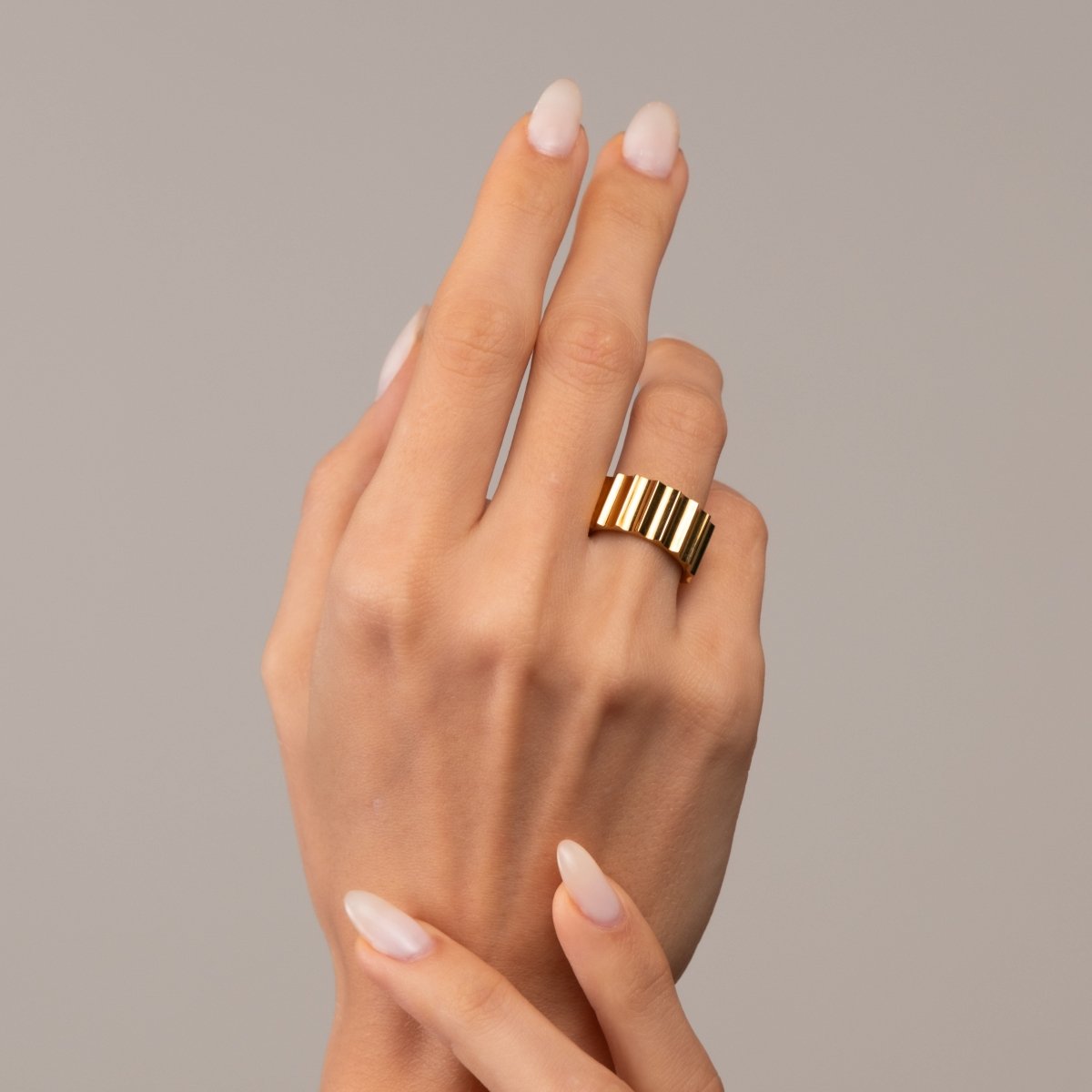 Anel Groove Banhado em Ouro 18k
