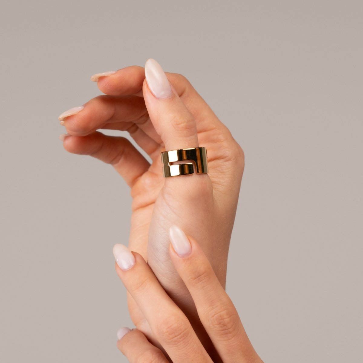 Anel Hi-lo Chunky Banhado em Ouro 18K