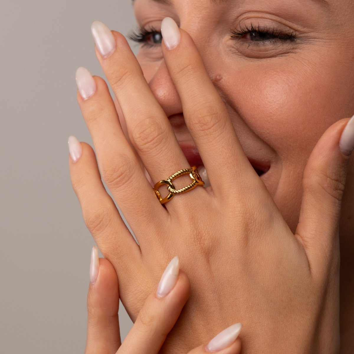 Anel Link Ajustável Banhado em Ouro 18k