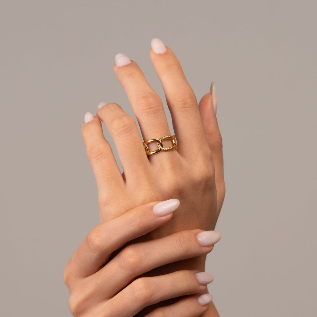 Anel Link Ajustável Banhado em Ouro 18k