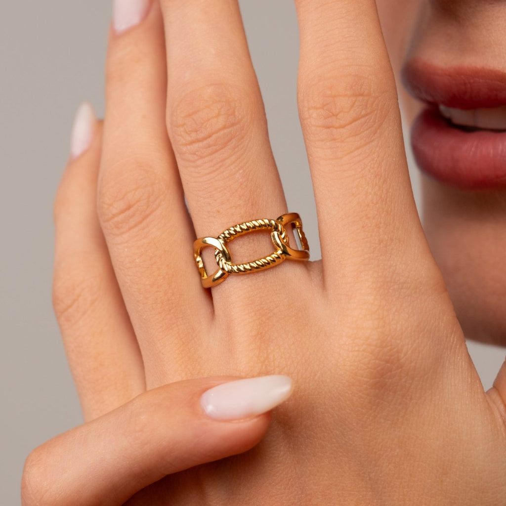 Anel Link Ajustável Banhado em Ouro 18k